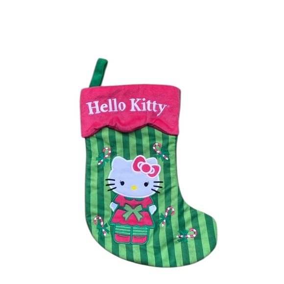 Hello Kitty Sanrio Holiday Christmas Stocking Green pink - Picture 3 of 4